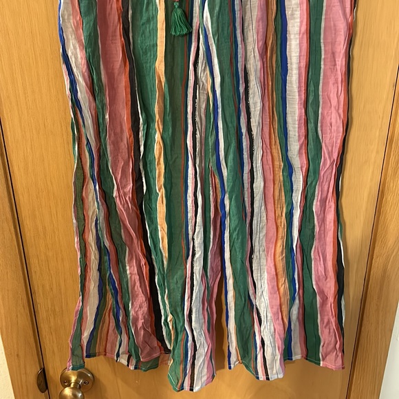 Lulus Striped Sheer Wide Leg Beachy Coastal Pants Pink Green Size Small - Picture 6 of 13